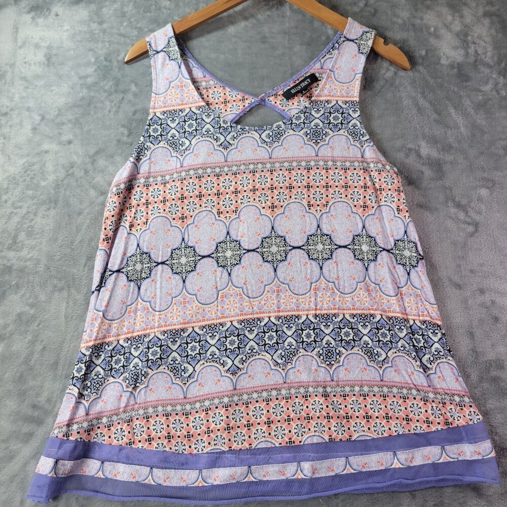 Ellen Tracy Womens Sleepwear Tank‎ Top L Multicolor Geometric Lounge Pajama